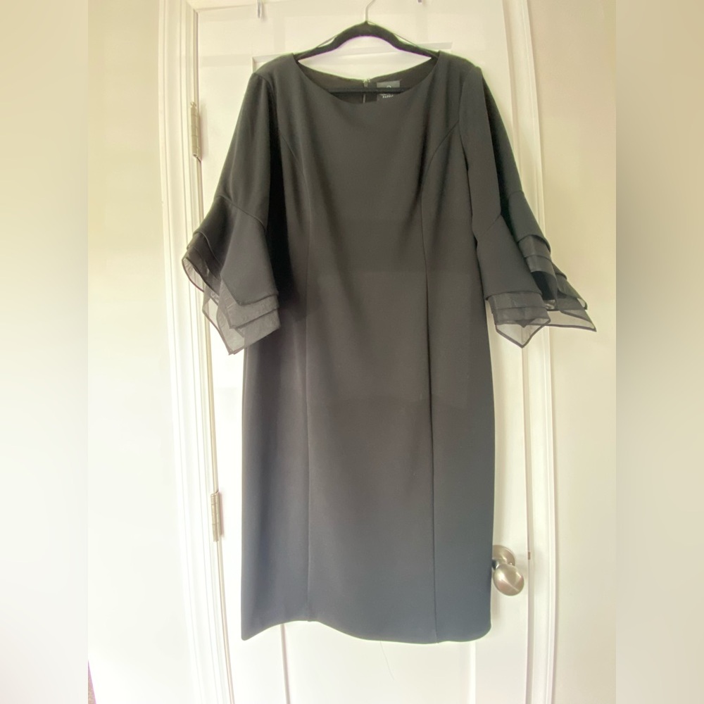 Adrianna Papell Black Dress with Sheer Bell Sleeves